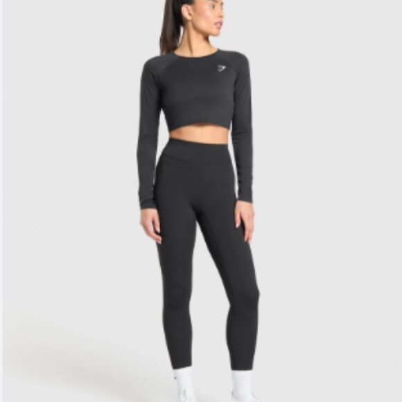 Gymshark Training Long Sleeve Crop Top Small Burnt Orange Athleisure Workout - Picture 8 of 8